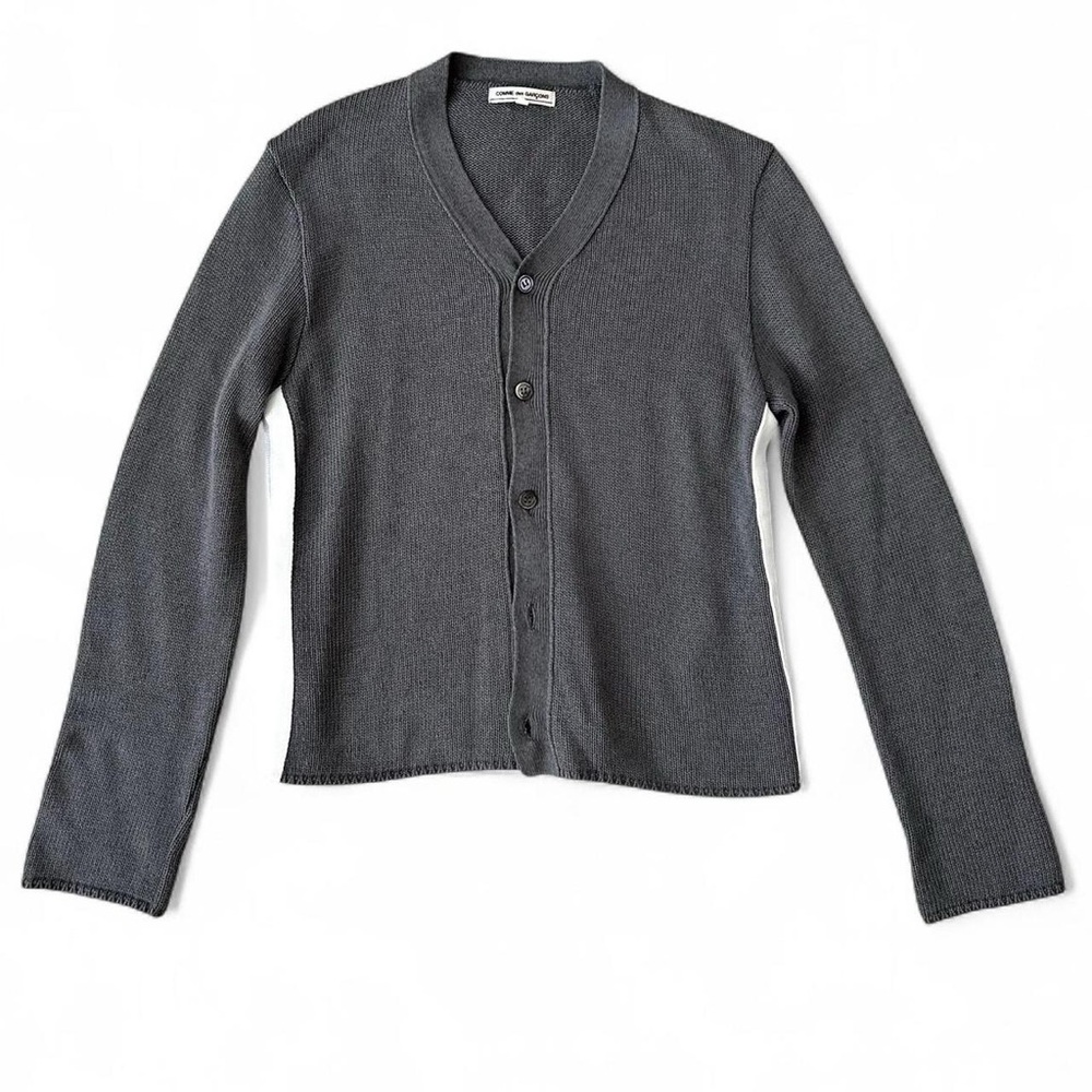 Comme des Garçons Grey Long Sleeve Cardigan w/ Shell Buttons